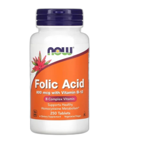 Folic Acid with Vitamin B12, 800mcg - 250 tablets
